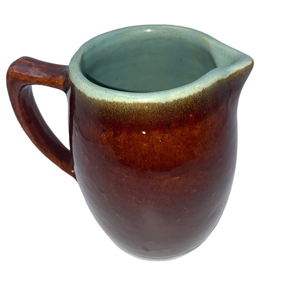 John B. Taylor COUNTRY FARE 5" Mug/Pitcher Glazed Brown and Green with Handle - Picture 1 of 5